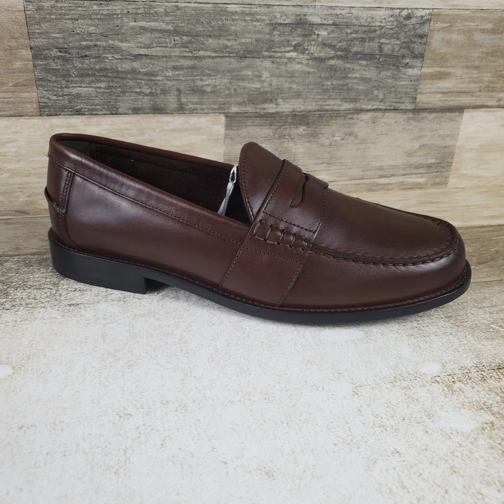 Nunn Bush Noah Mens Penny Loafer Shoes Sz 9 W Brown Soft Leather Moc Toe Slip On